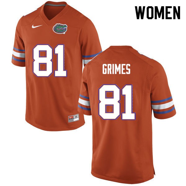 Women #81 Trevon Grimes Florida Gators College Football Jersey Orange